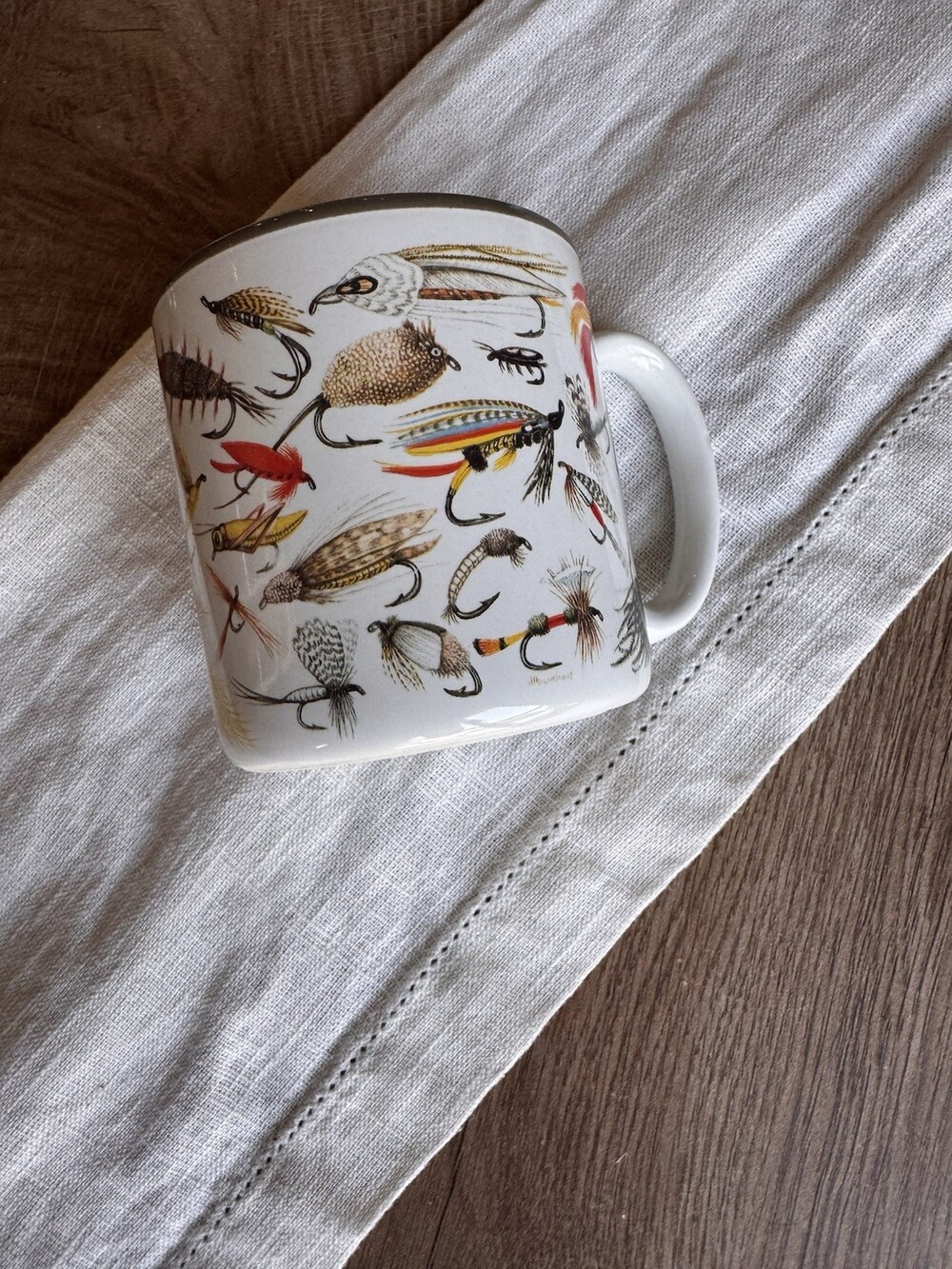 Vintage Potpourri Designs Fishing Flies Coffee Mug By Denny Burkhart 1994 Mug